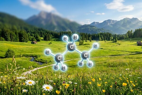 Propan Molekül vor grüner Natur